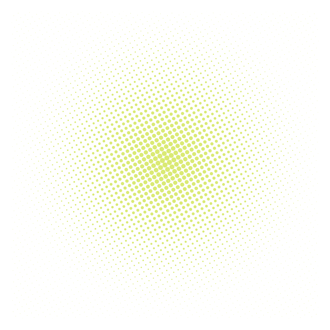 Abstract pattern of yellow dots on black background creating a diamond shape in the center