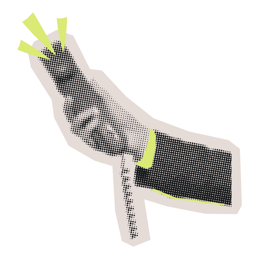 Graphic of a hand holding a telephone.