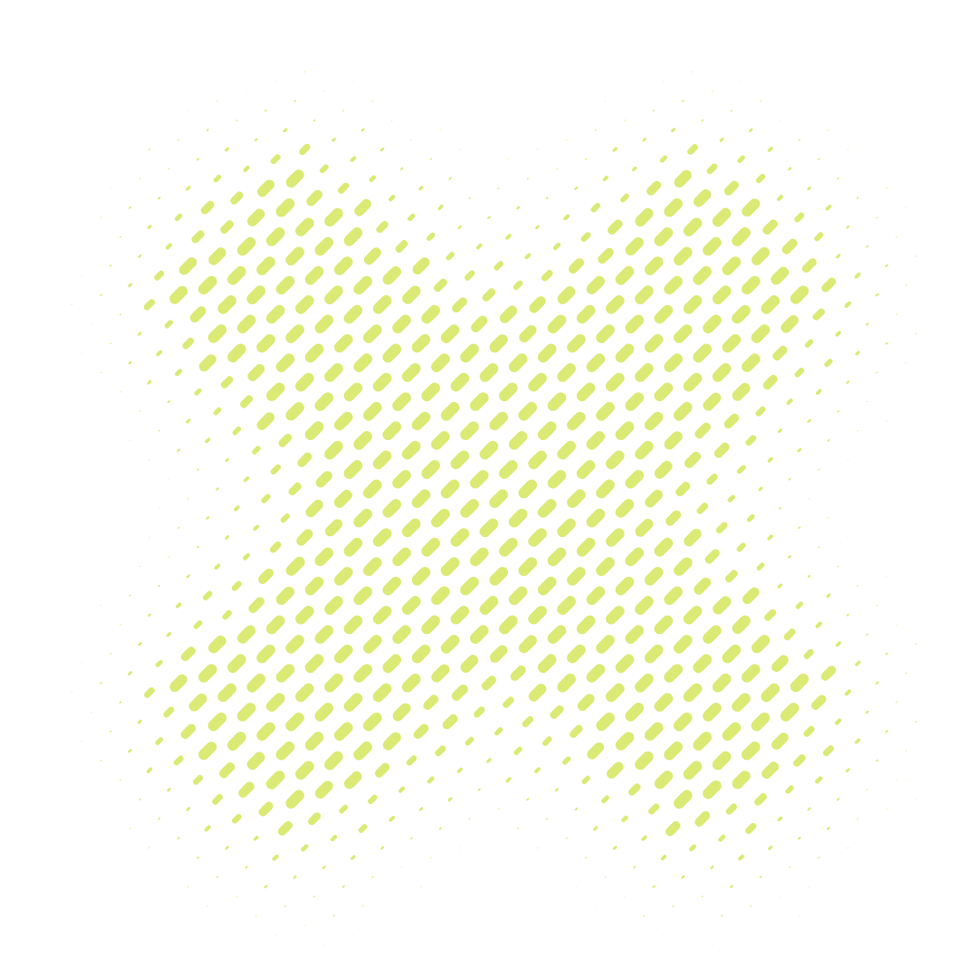 A stylized heart shape made up of yellow dotted pattern on a black background.