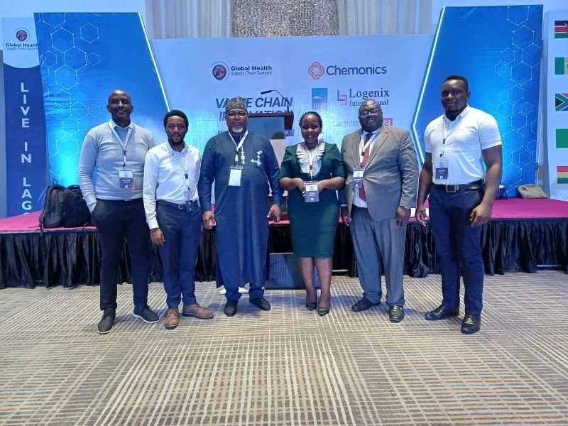 Pictured here (L-R): Allan Kansiime, Finance Director, Medical Access  Joshua Titus Mazima, Supply Chain Management Apprentice  Abdulsalam Musa, Deputy Country Director, Nigeria, Akesis  Joan Keziah Atuhaire, Procurement and Supply Chain A
