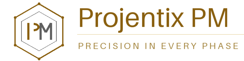 Projentix PM logo with a hexagon design and the text 'Projentix PM' and 'Precision in Every Phase' beneath.
