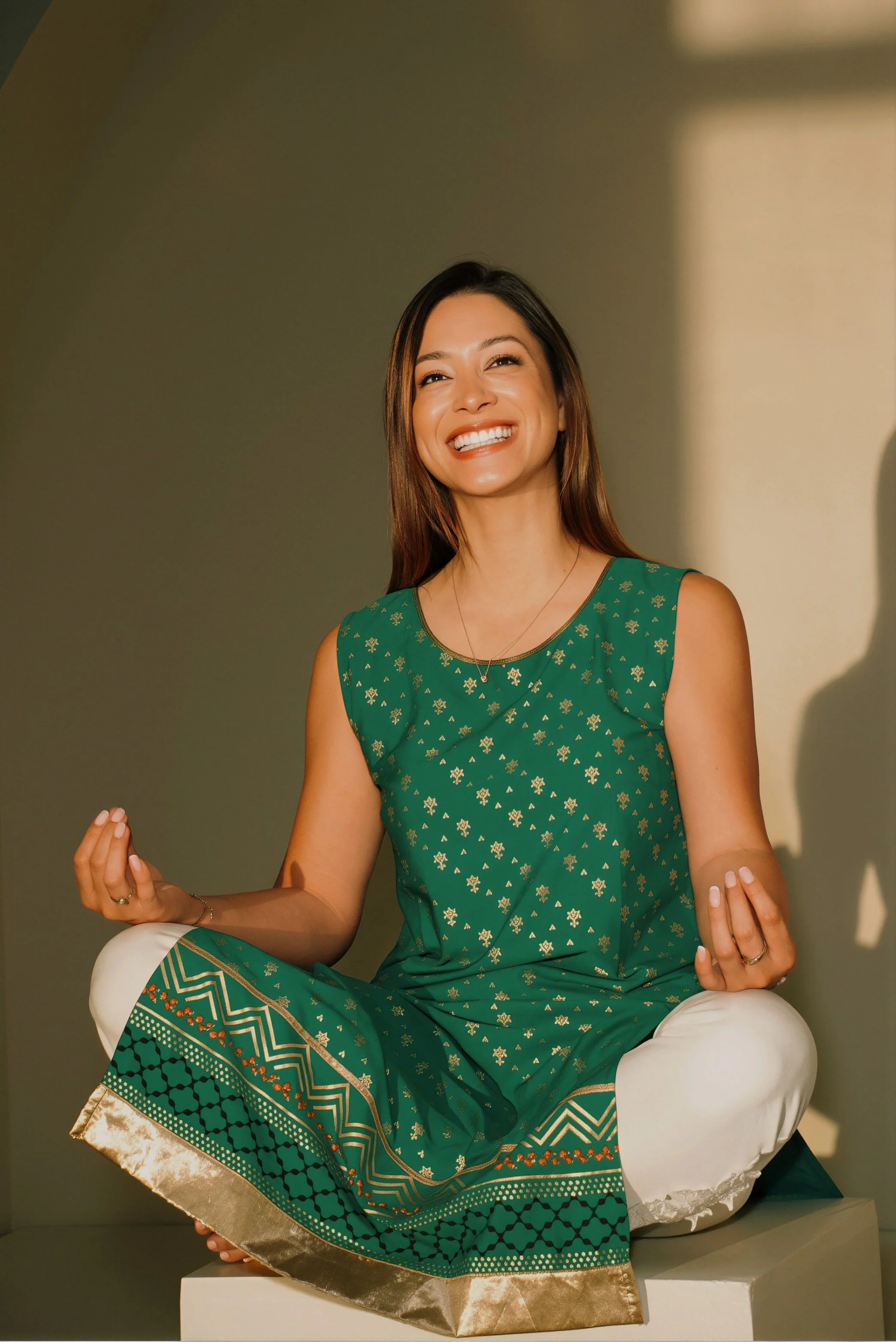 Professional cleaner practicing meditation in a calm, peaceful space to symbolize holistic and energy-focused home cleaning in Palm Beach County South Florida and Broward County