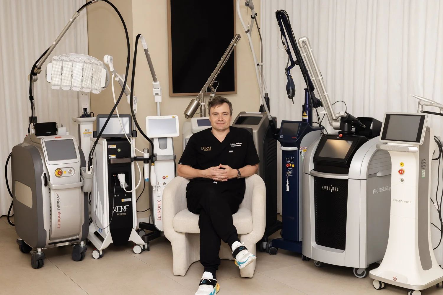 Dr Mitchell Robinson, dermatologist, with the laser suite at DERM Skin Specialists, Mount Gravatt