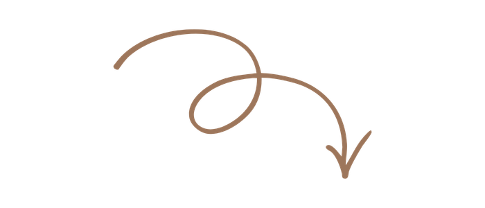A simple, continuous brown arrow pointing downward with a loop in the middle.
