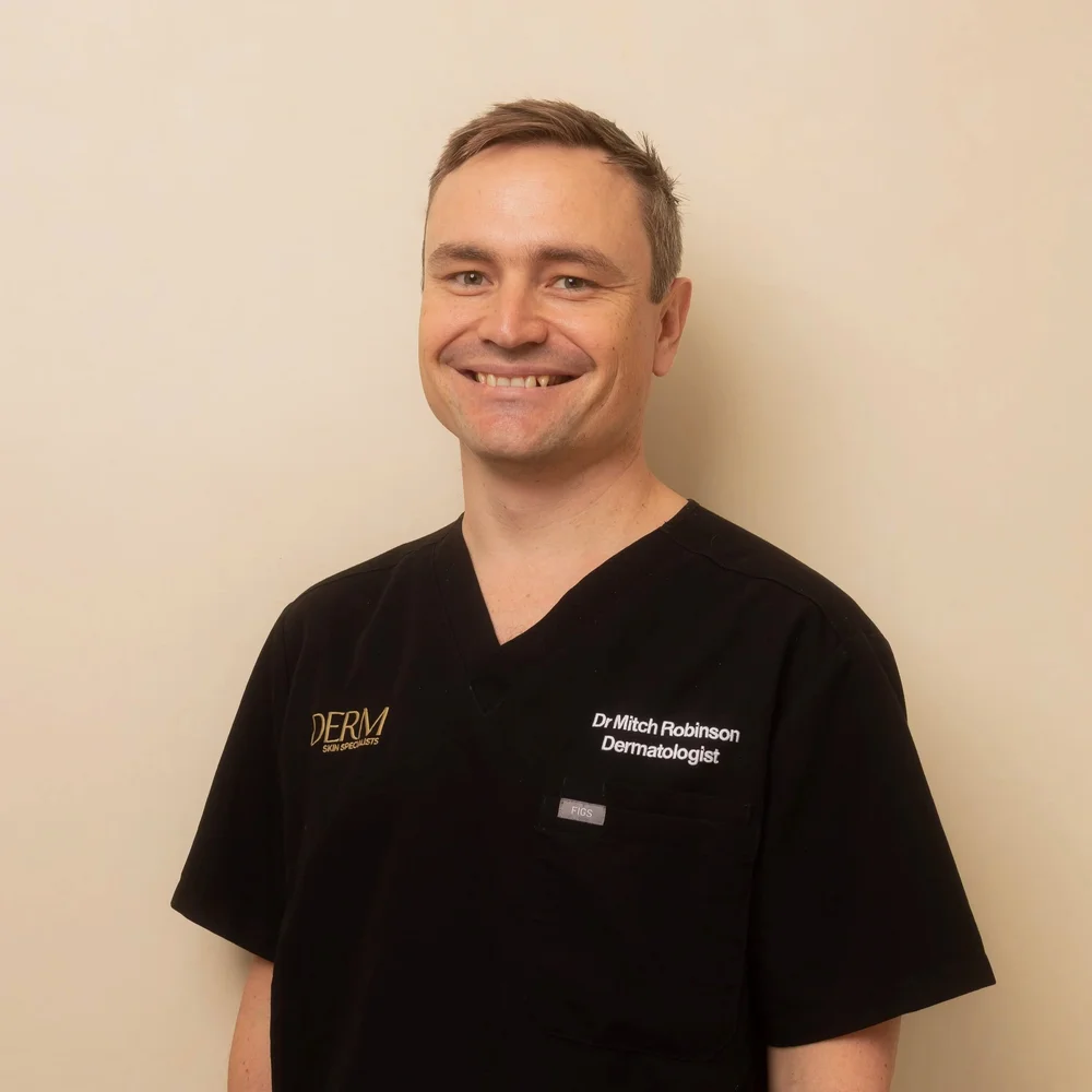 Dr Mitchell Robinson, specialist dermatologist and first author of Australia's lentigo maligna guidelines, at DERM Skin Specialists, Mount Gravatt