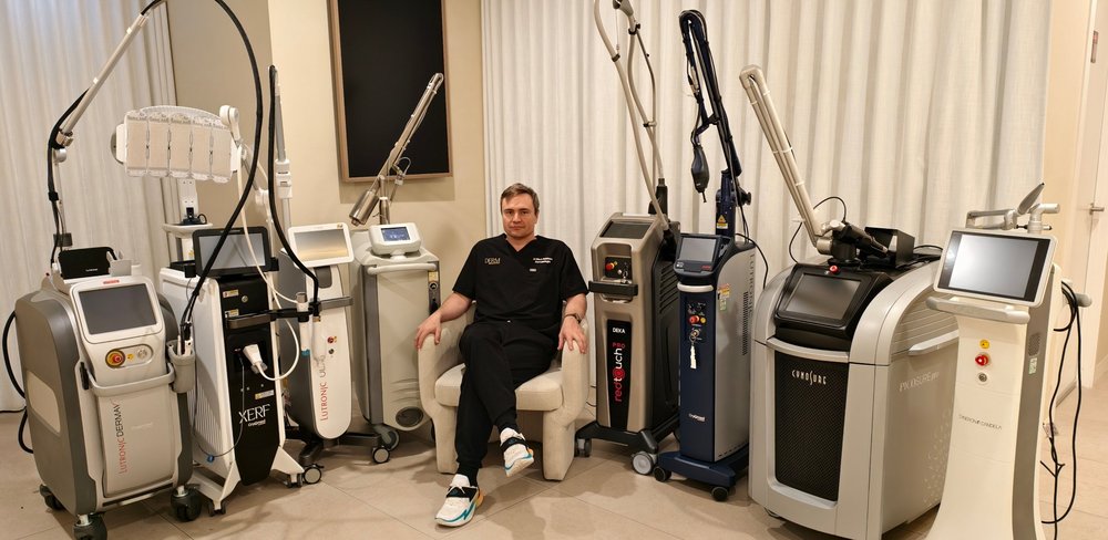 Dr Mitch Robinson in the laser suite at DERM Skin Specialists, Mount Gravatt. Lasers treat sunspots but are not recommended for lentigo maligna