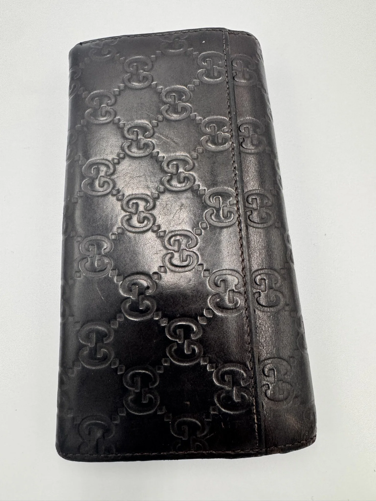 Gucci Guccissima Continental Wallet in Dark Brown Leather