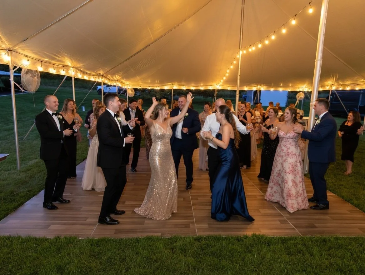 Upscale red and white picnic linen placd on a set table