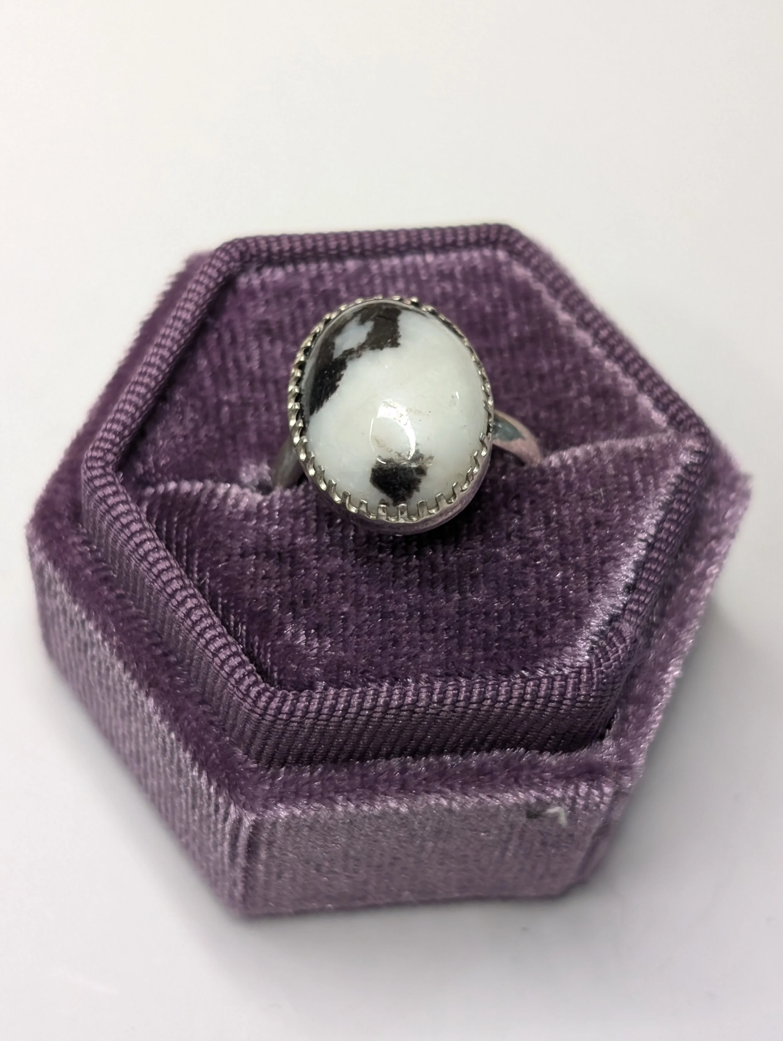 Black and White Sterling Silver Ring