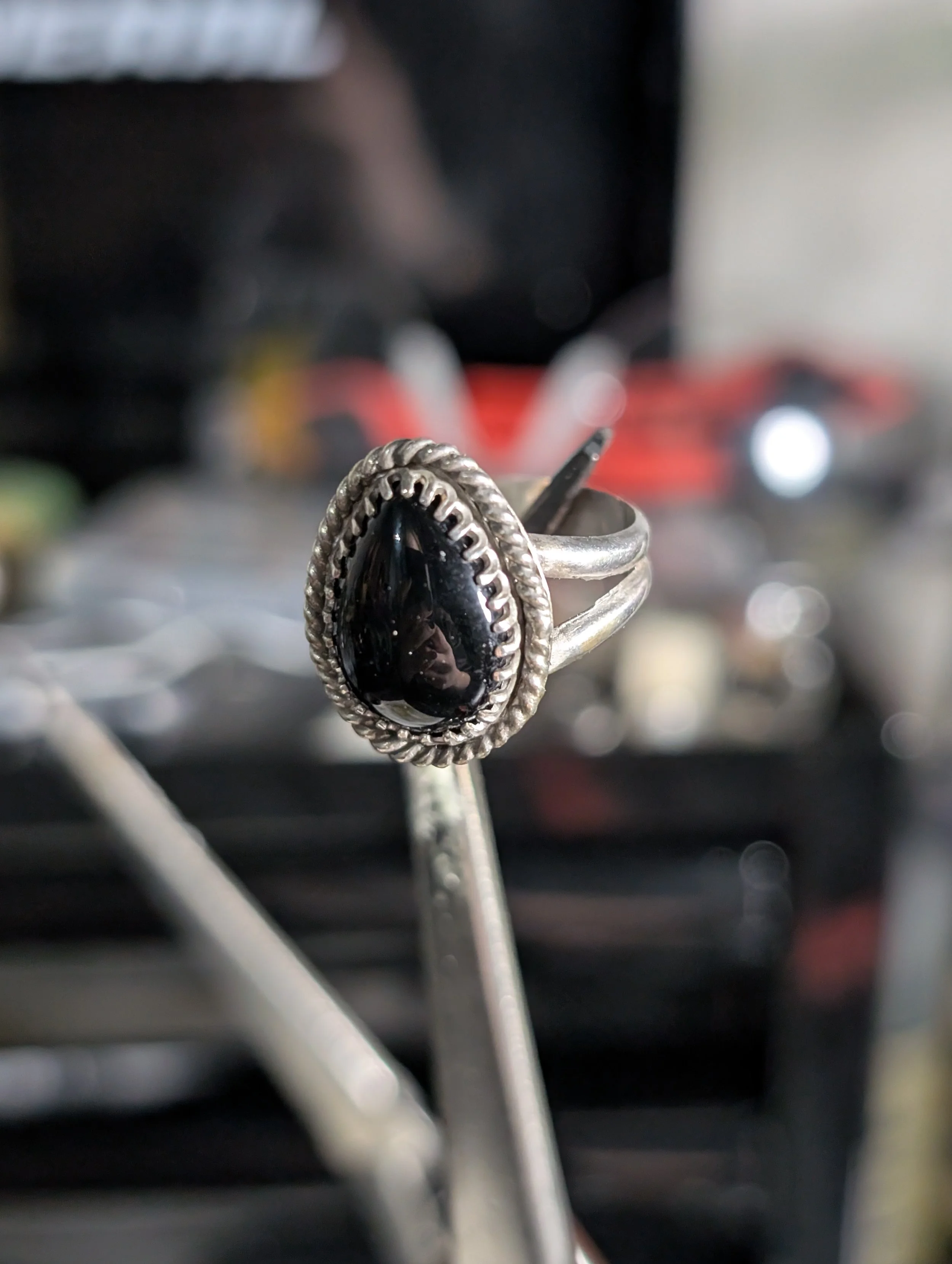 Black Onxy and Silver Ring