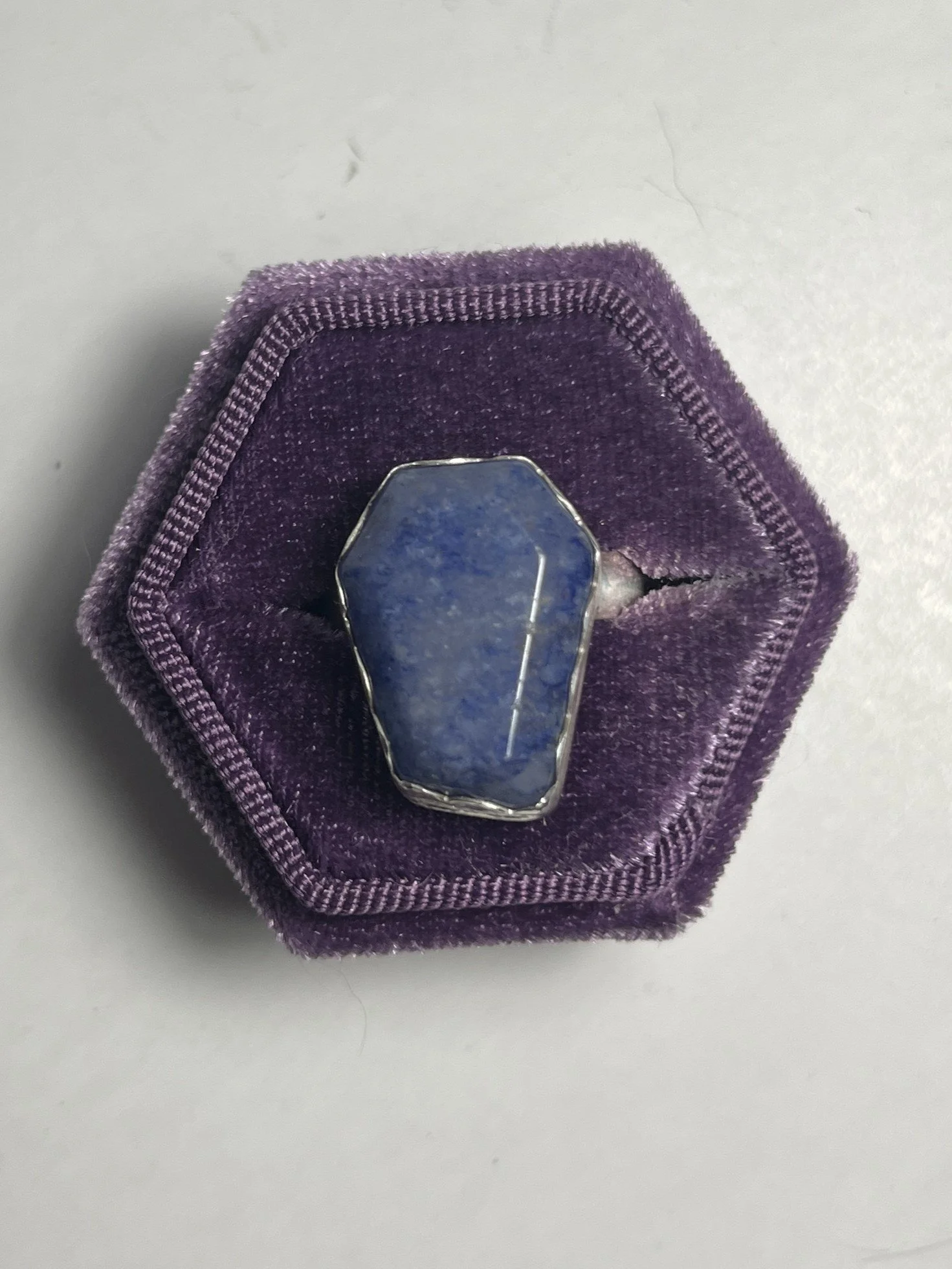 Blue and Silver Coffin Ring