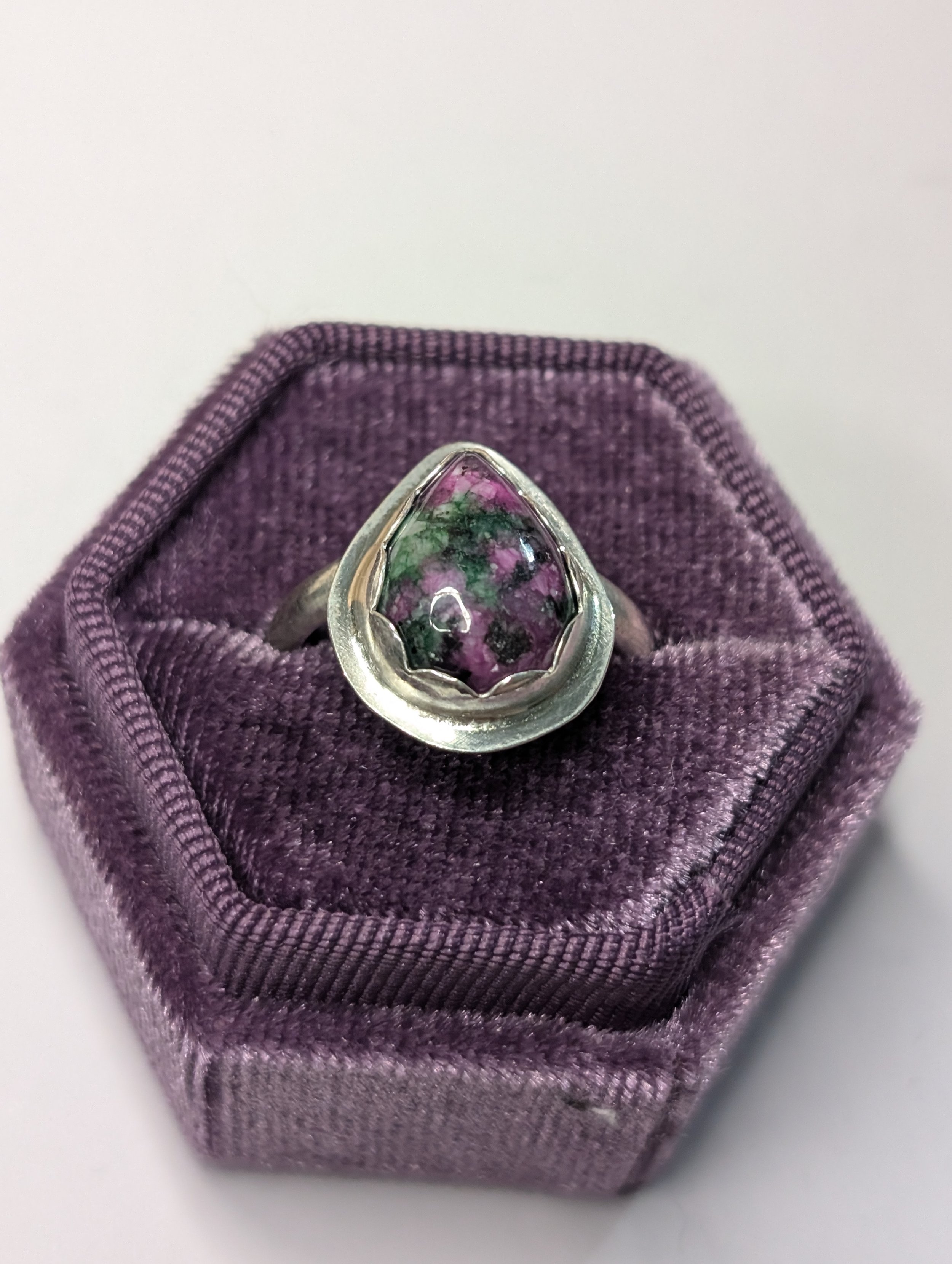 Green and Purple Sterling Sliver Ring