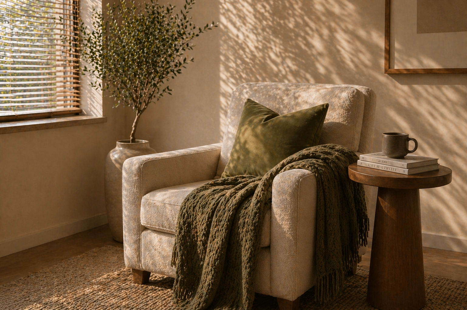 Bright therapy waiting room in Orlando, Florida with natural light and calming decor