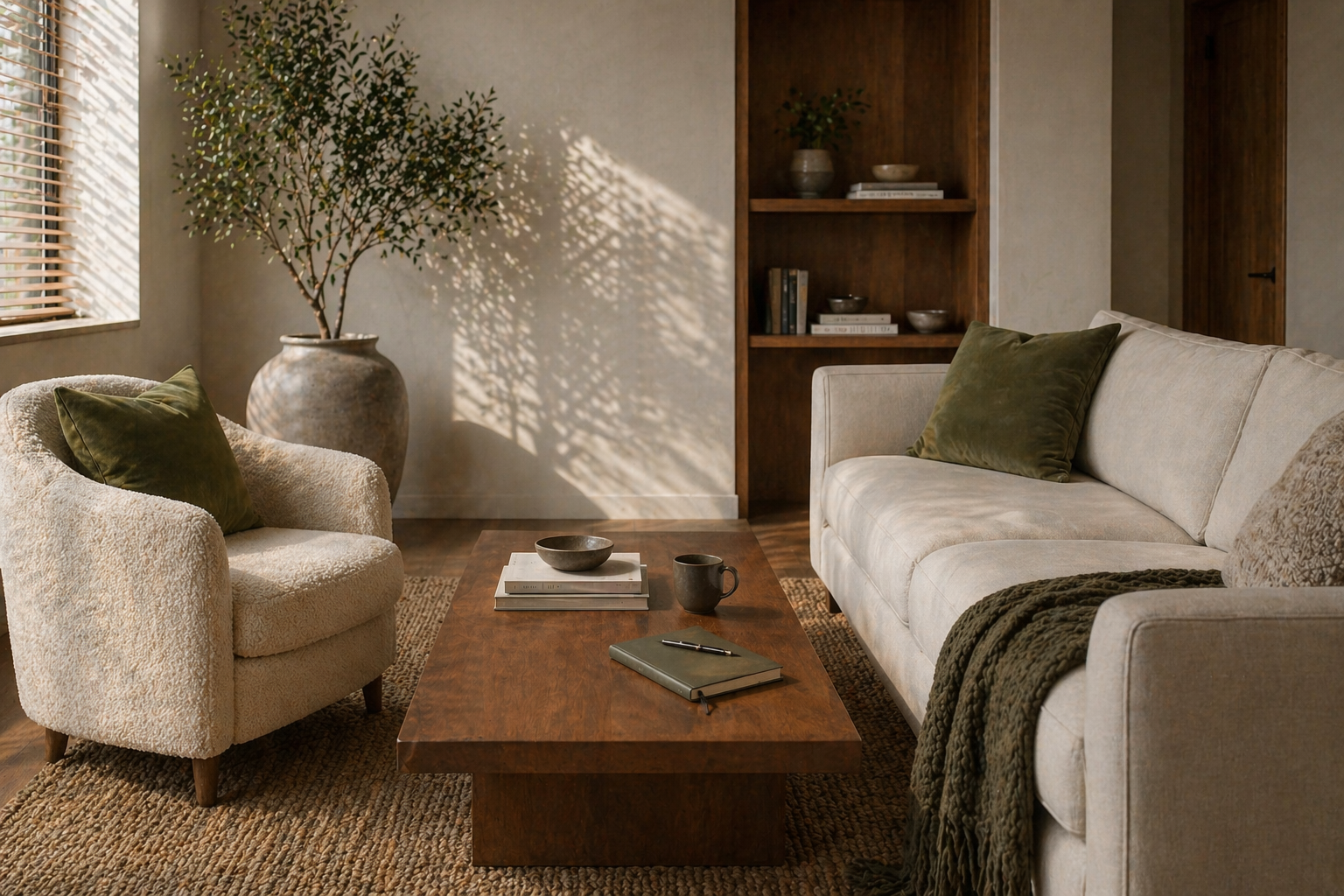 Private EMDR therapy room in Orlando, FL with calming and minimal design