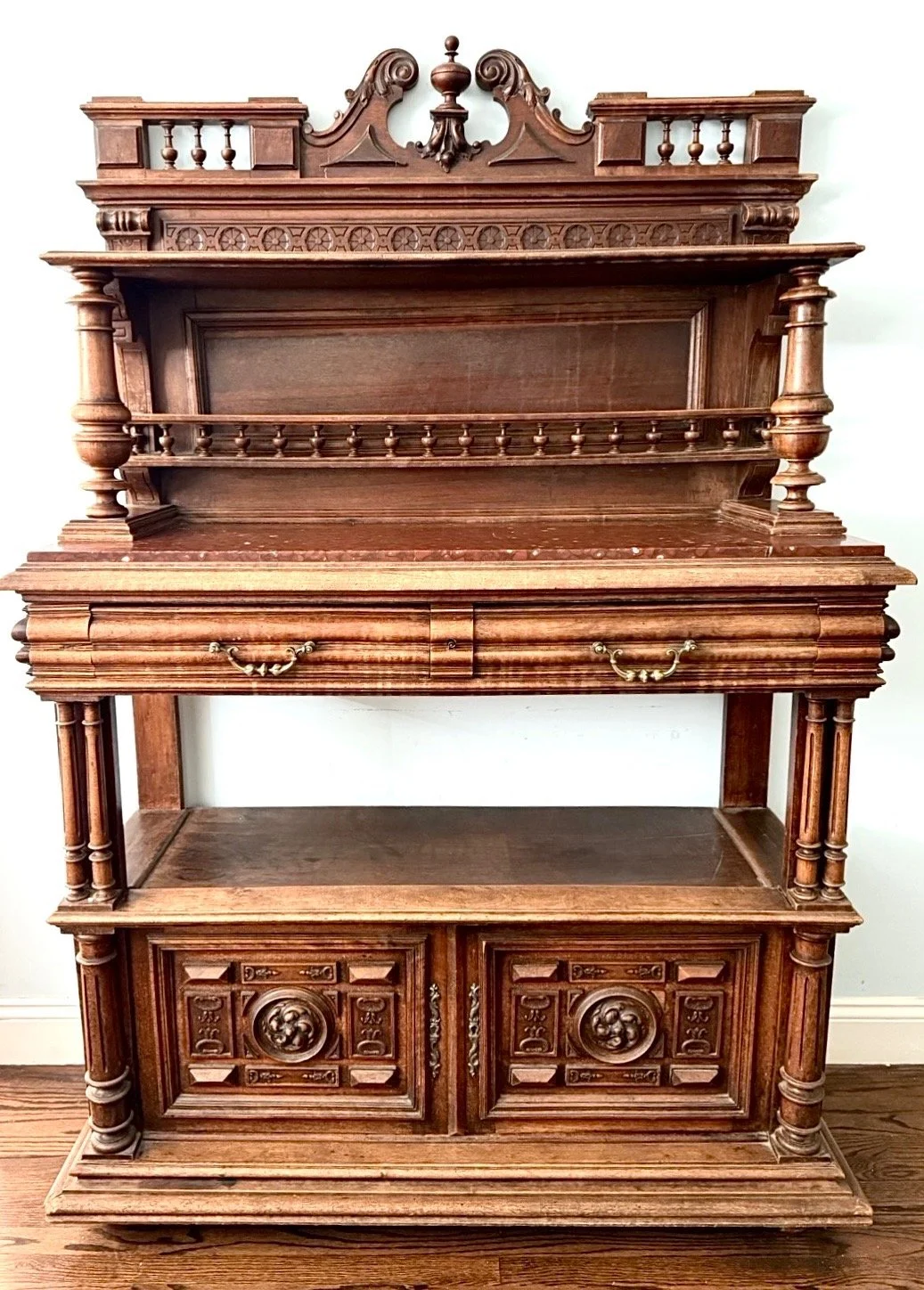 Late 19th Century Solid Walnut Hand-carved Renaissance Revival buffet/sideboard.