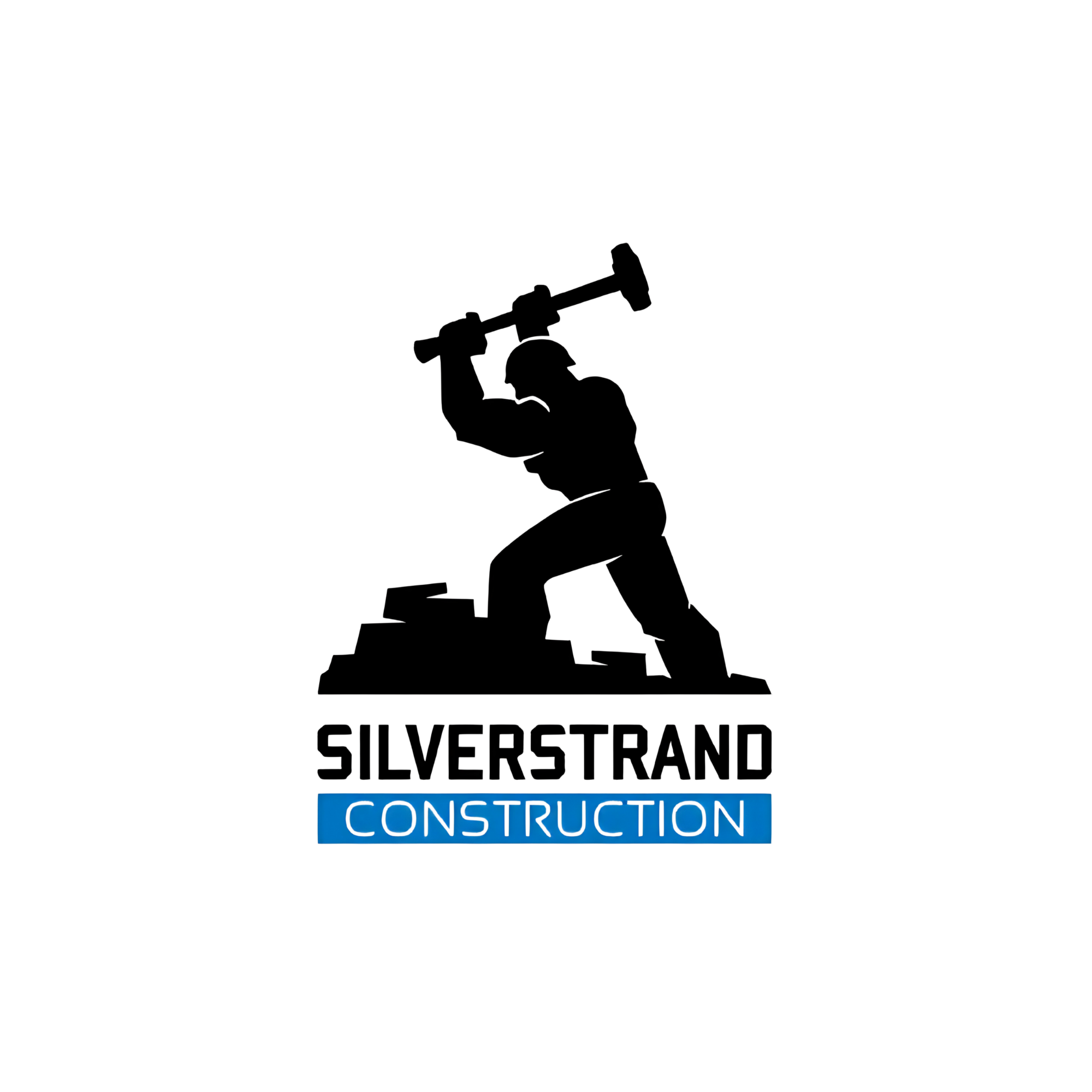 Silhouette of a person holding a hammer, with the words 'Construction' and 'Superstar' in the background.