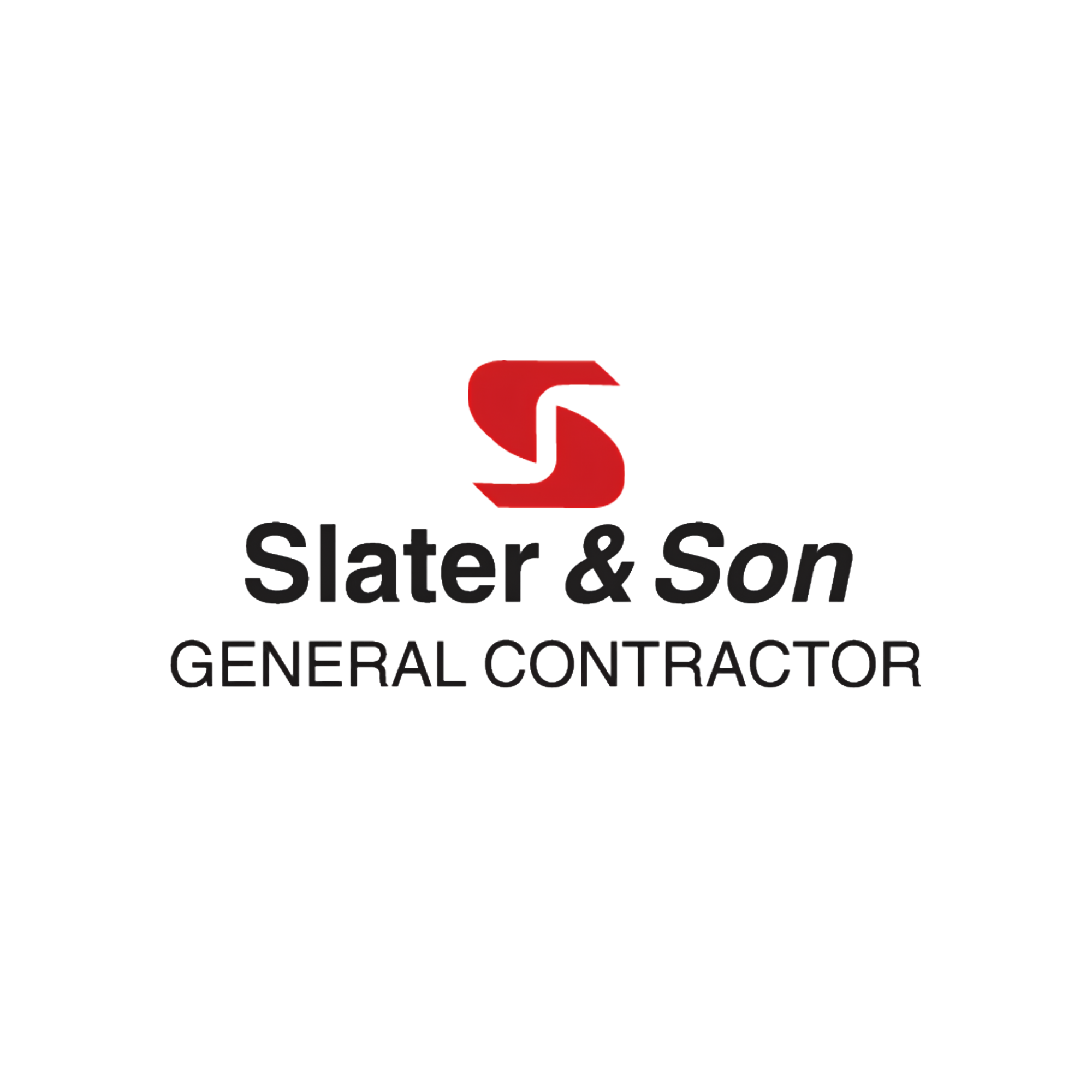 Slater & Son logo with a black background, red and gray design elements, and white and gray text.