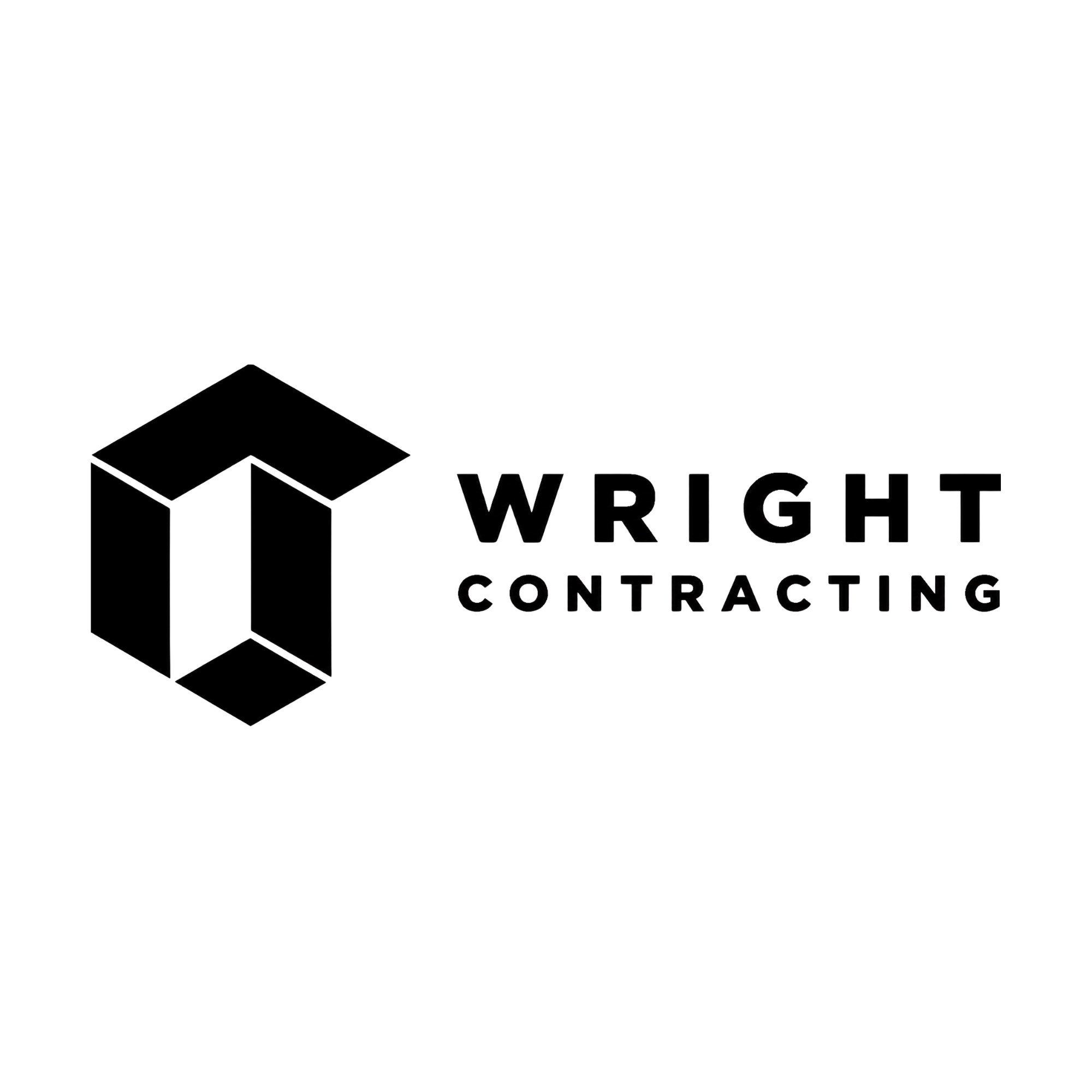 Company logo for Wright Contracting, featuring a cube design and text.