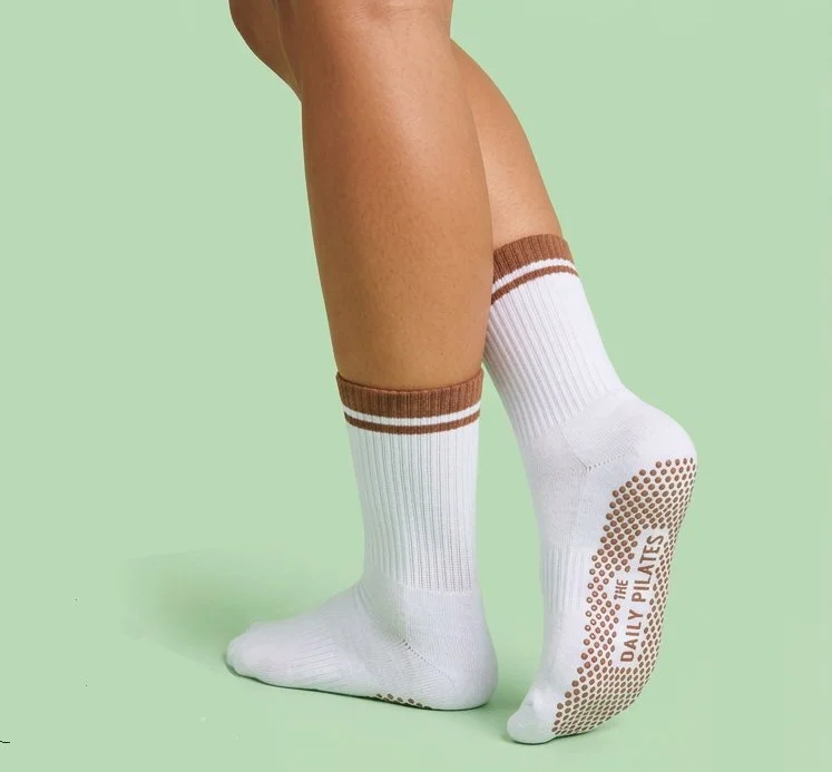 Custom Crew socks with silicone grips on sole