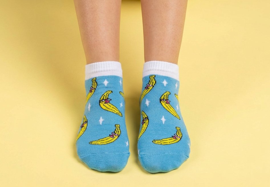 Branded sports anklet socks showing custom sock design
