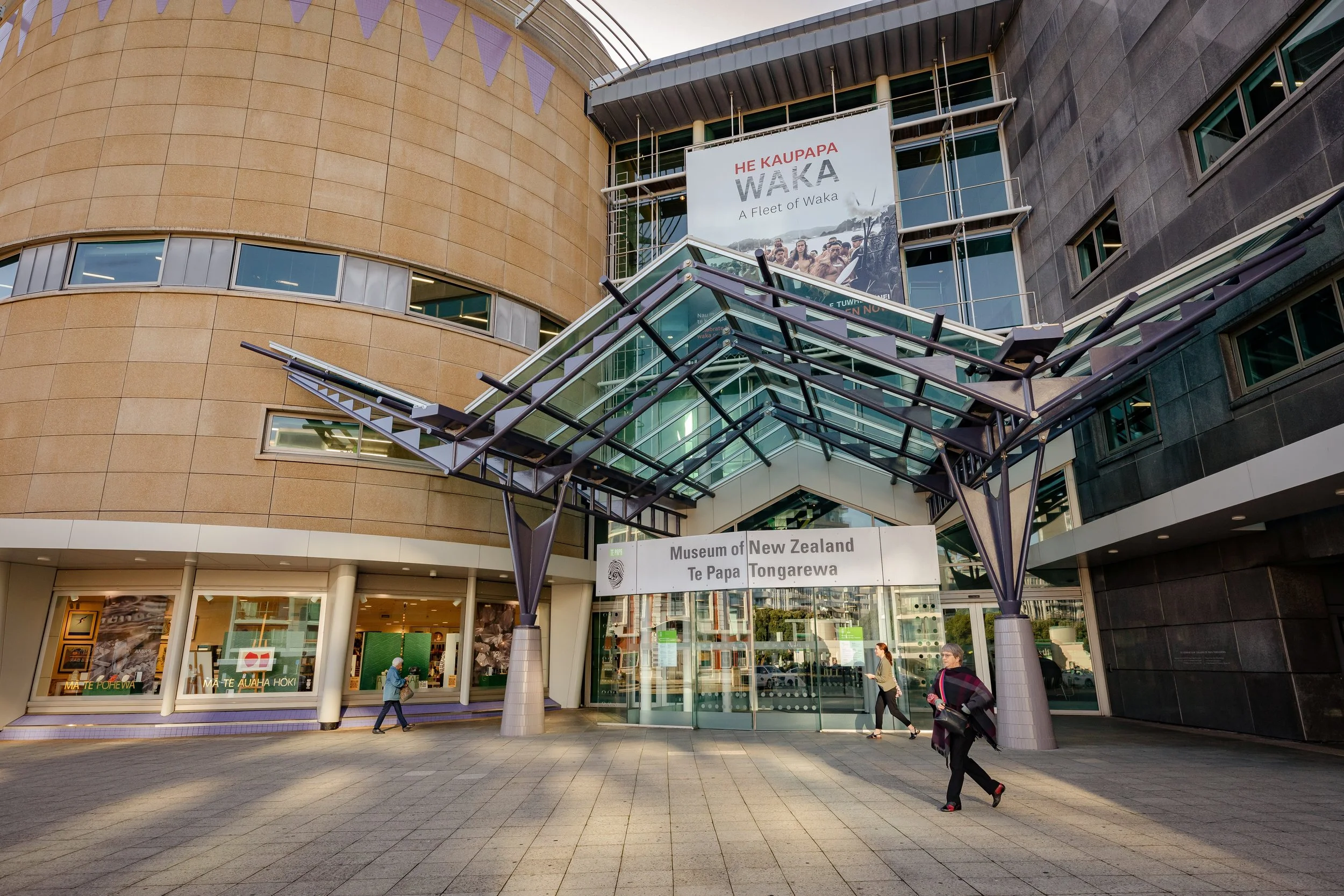 Entrance to Te Papa Tongarewa, New Zealand's national museum, located just a short walk from The Viv Hotel in Wellington.