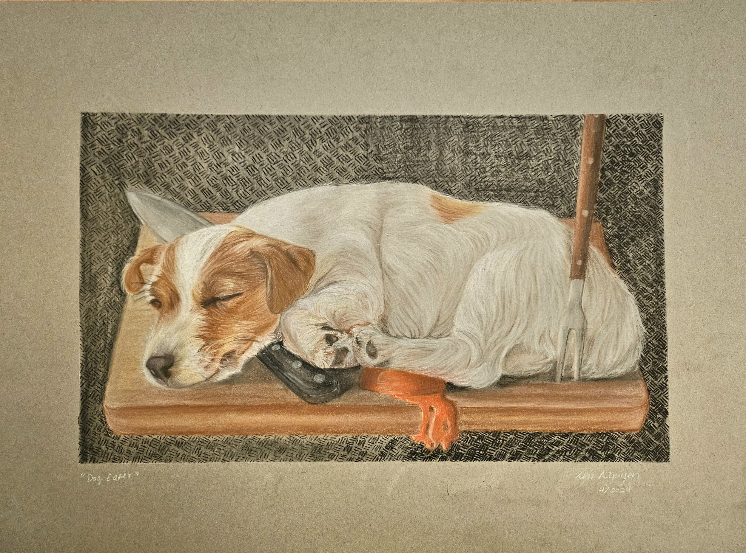 "Dog Eater", Colored Charcoal, 18"x24"