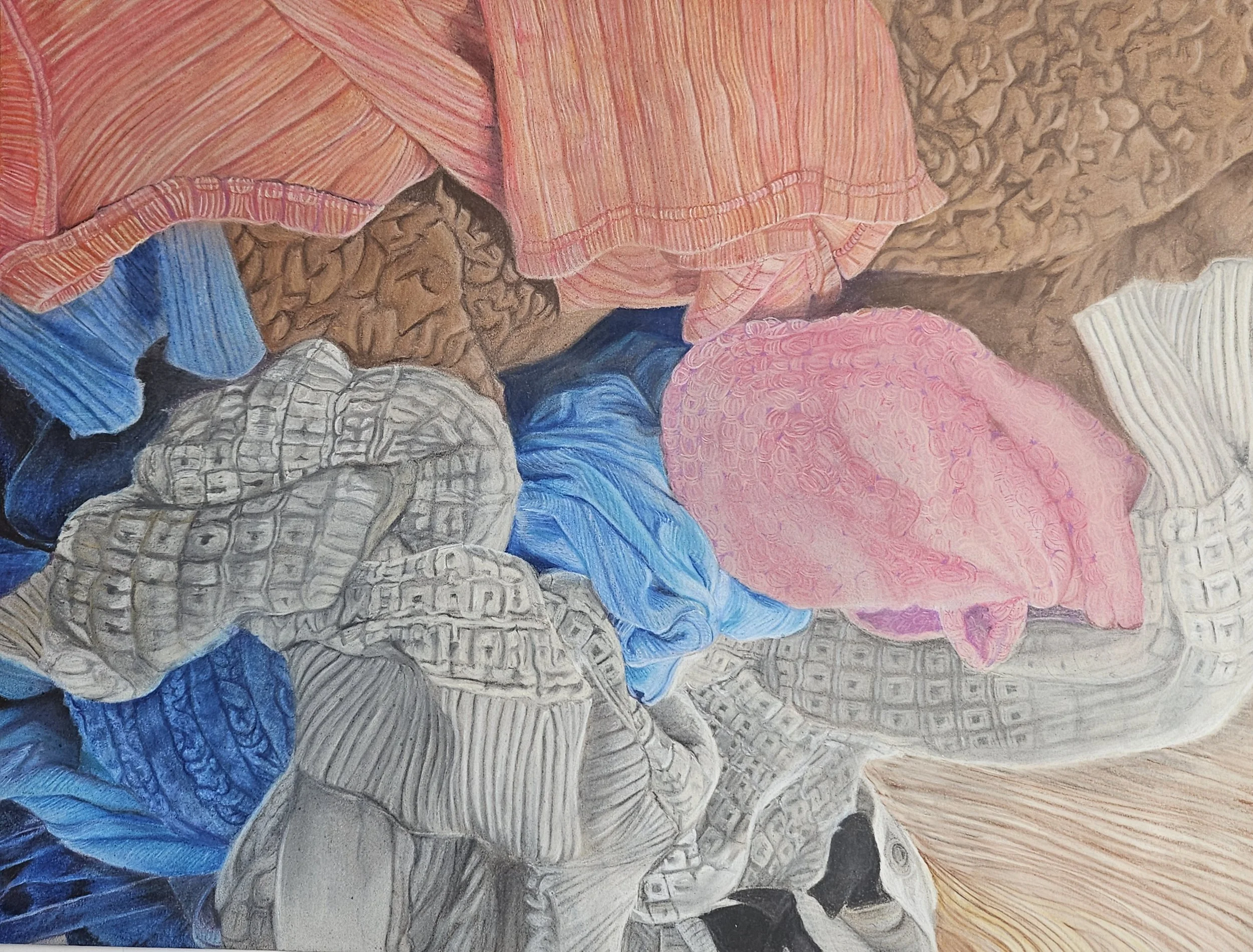 "Bundled", Colored Charcoal Pencil, 18"x24"