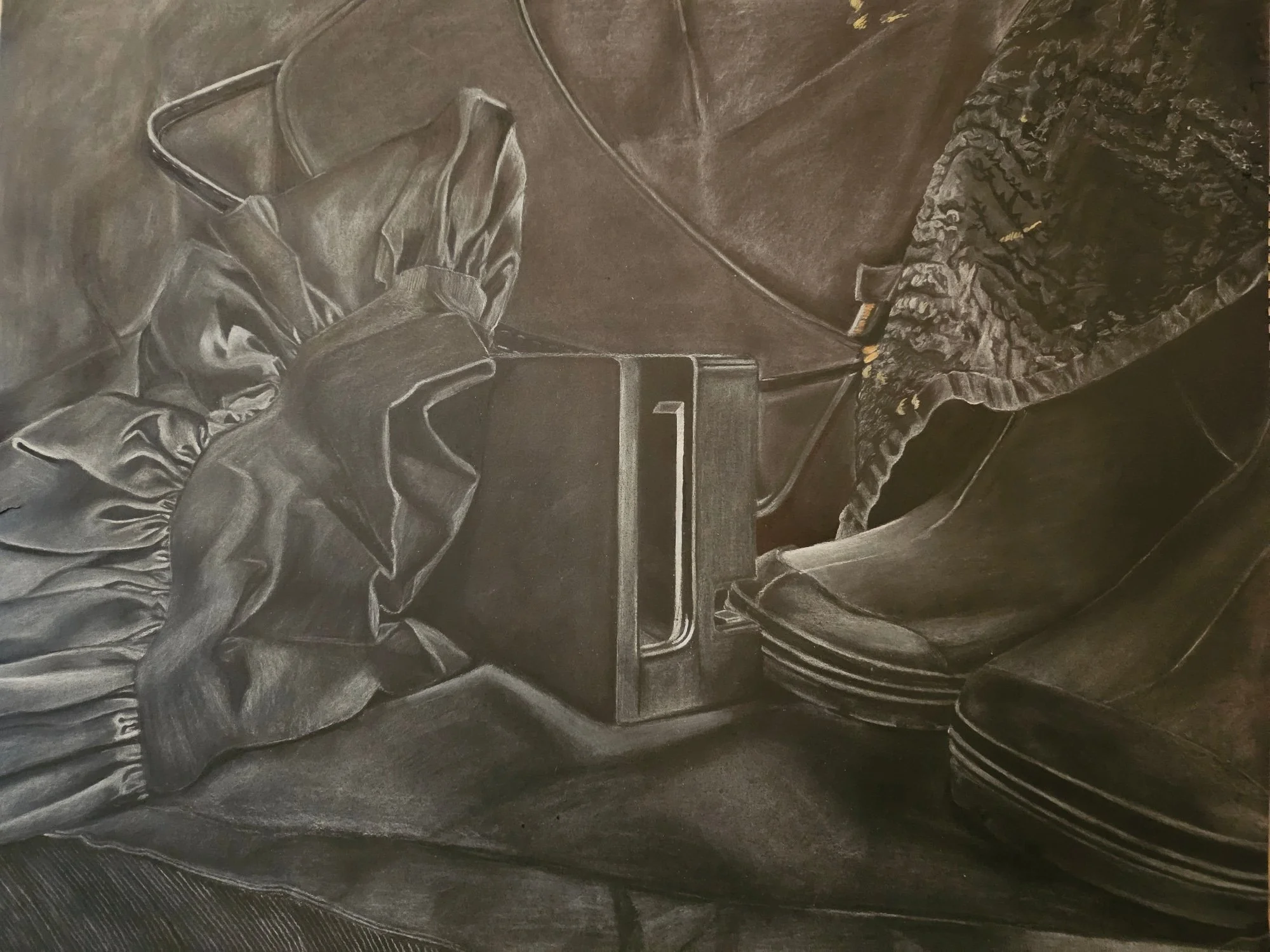 "Black on black on Black", Charcoal Pencil, 18"x24"