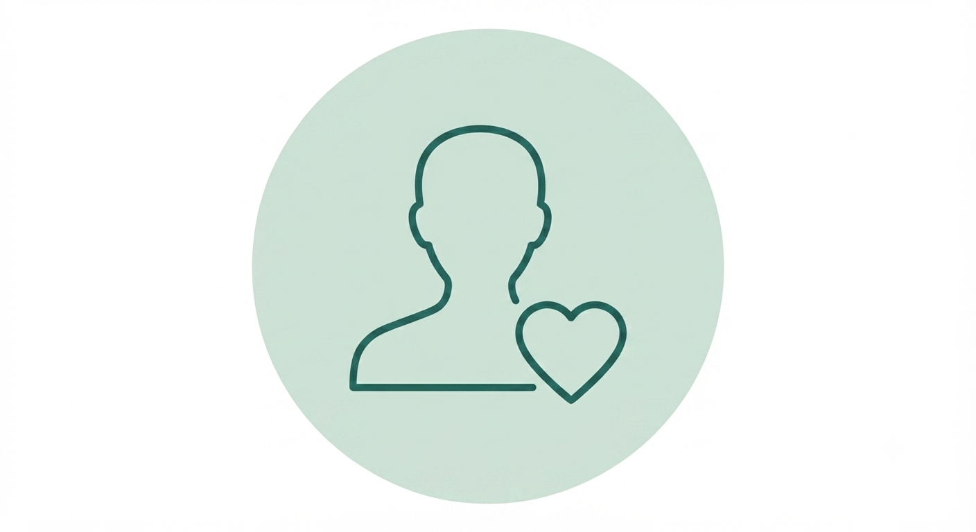 Outline of a person's silhouette with a heart symbol next to it.