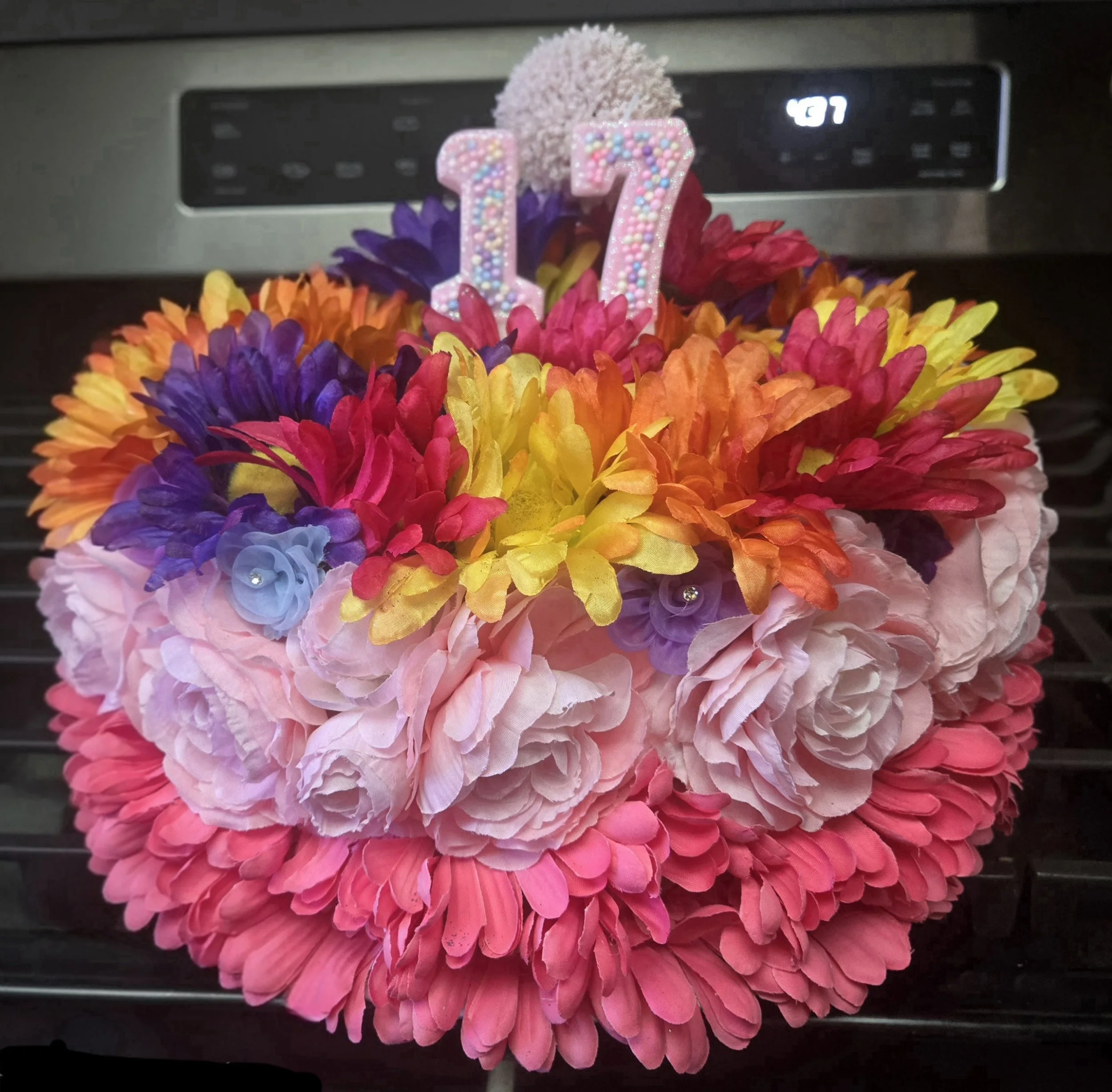 Custom Floral Birthday Cake Arrangement