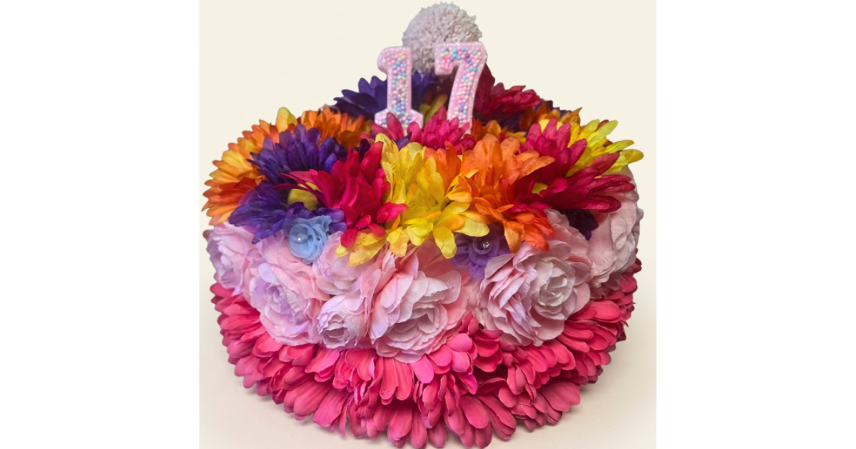 Custom Floral Birthday Cake Arrangement