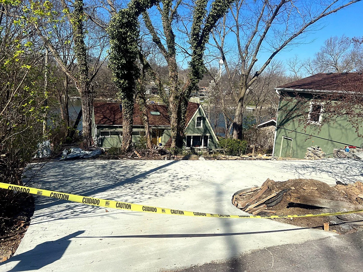 Finished — large driveway