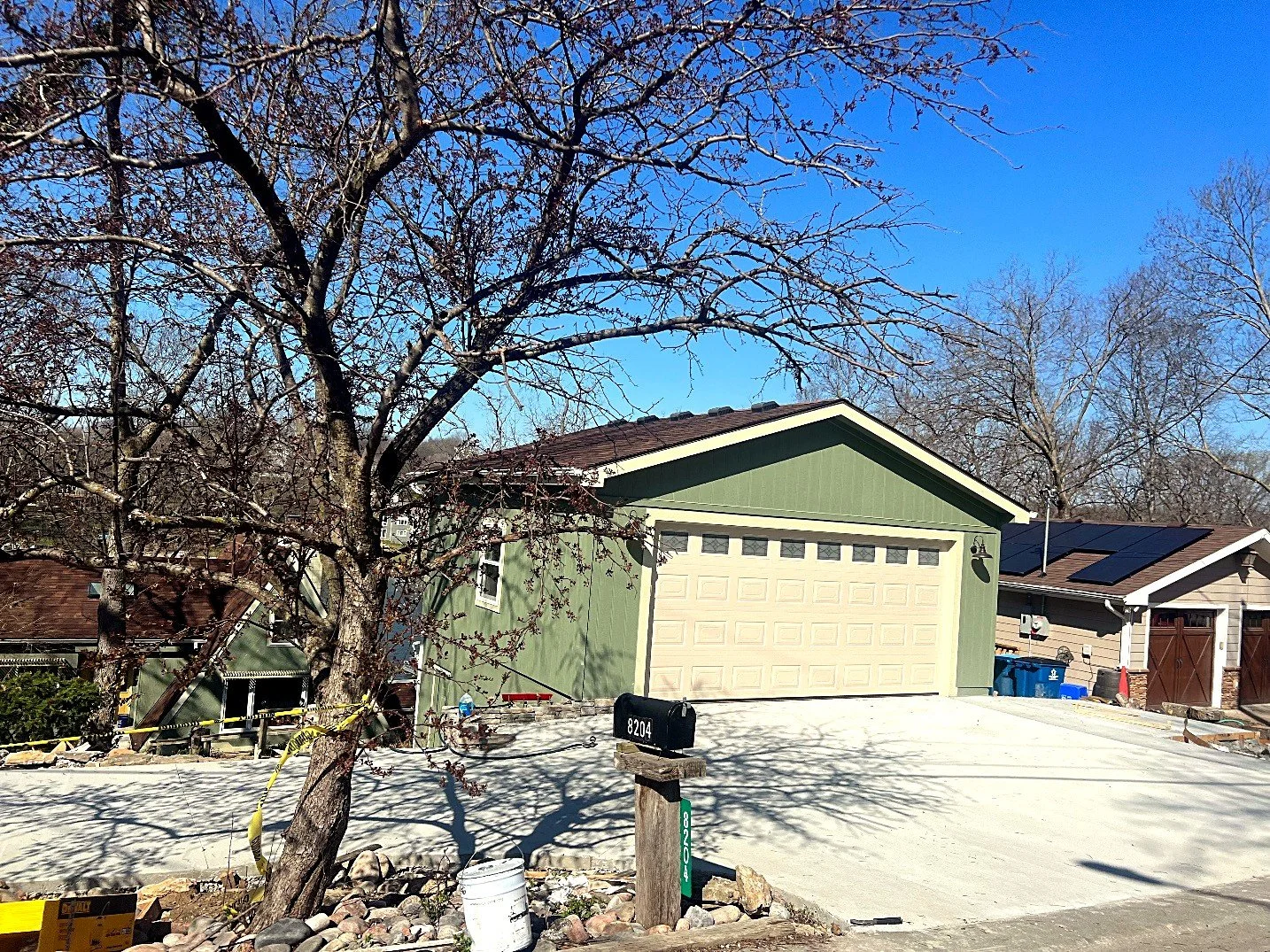 Finished concrete driveway at a green house