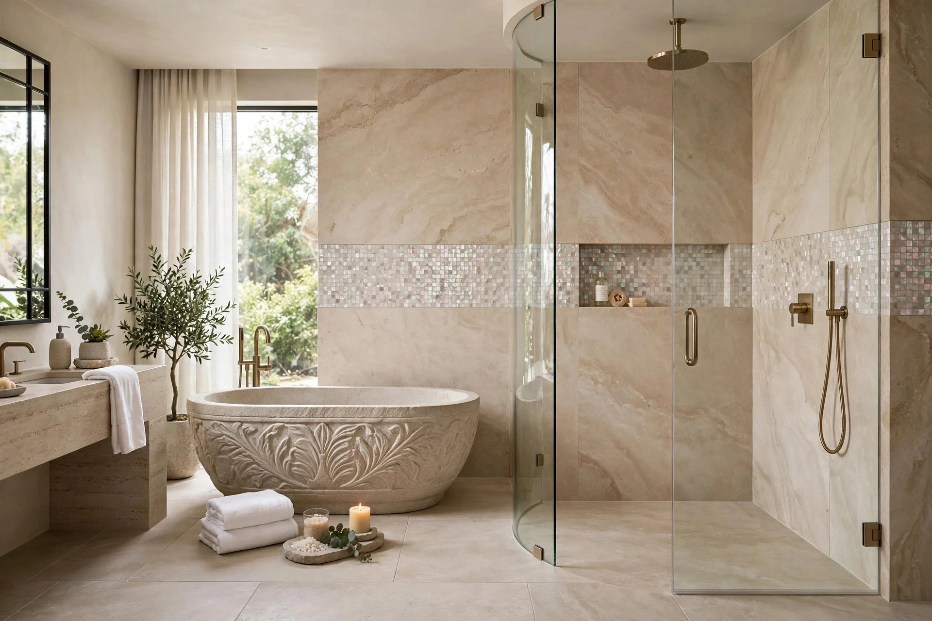 Design idea: luxury bathroom with a freestanding tub