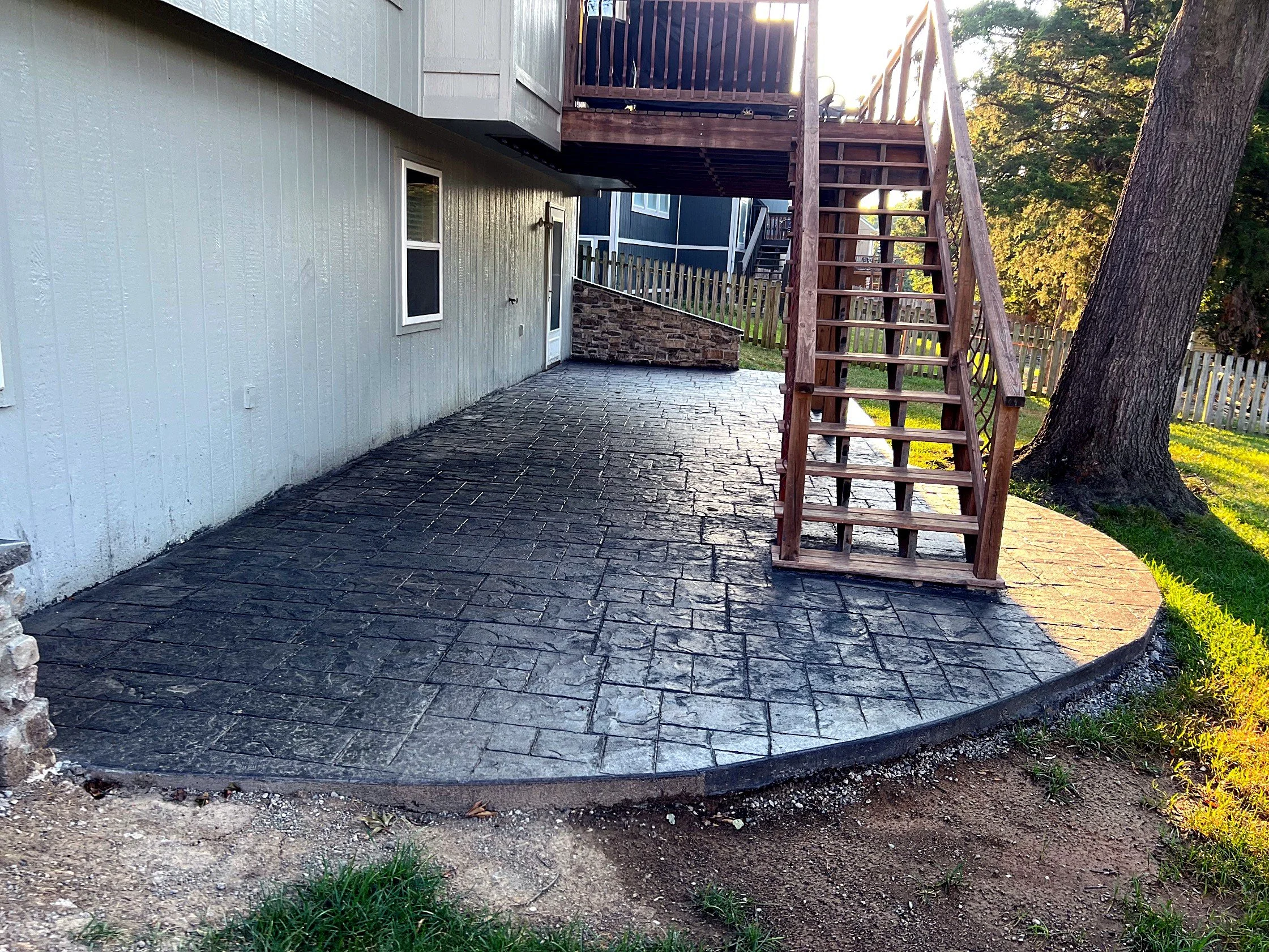 Finished — curved stamped patio