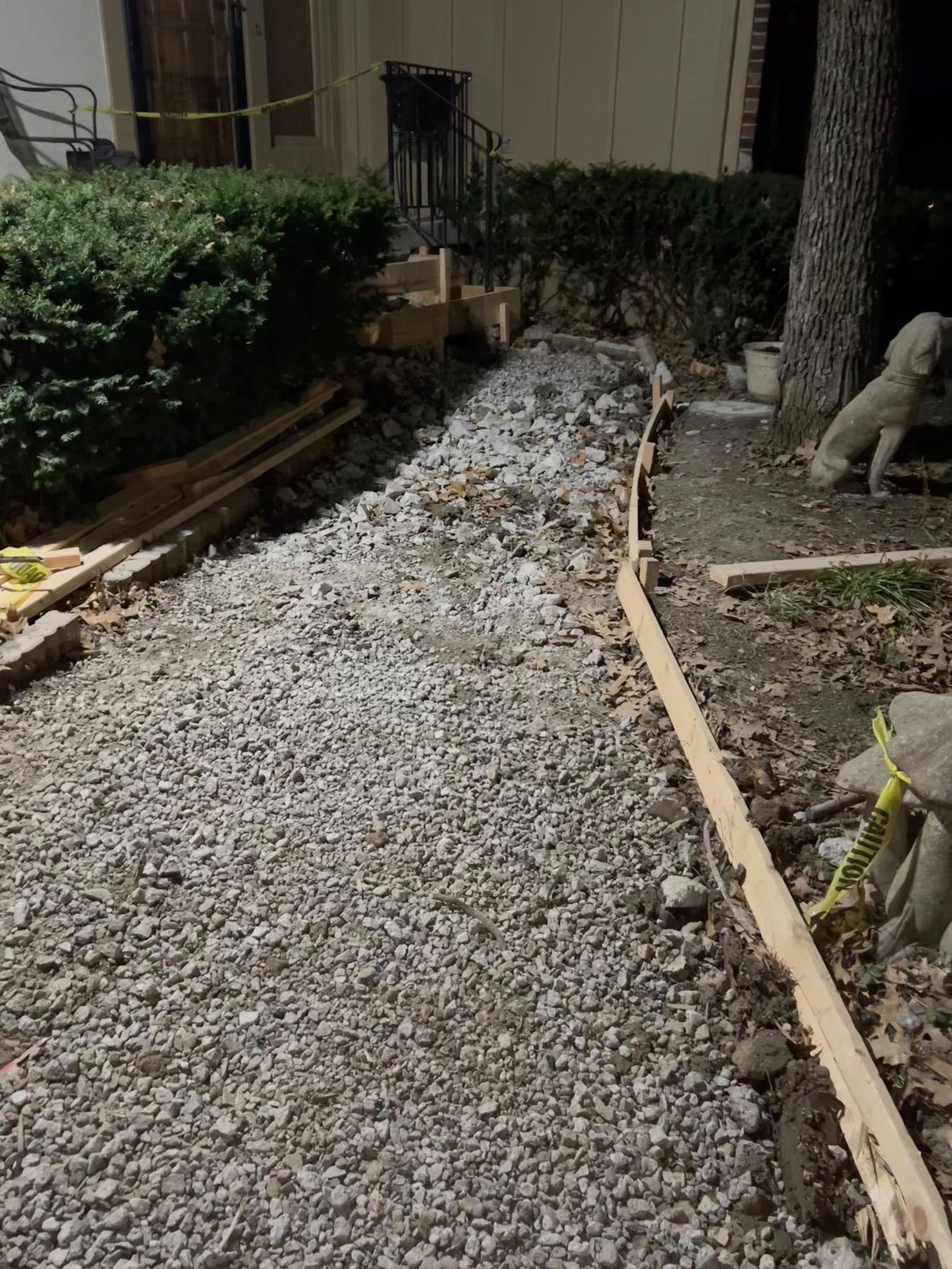 Walkway base, formed at night