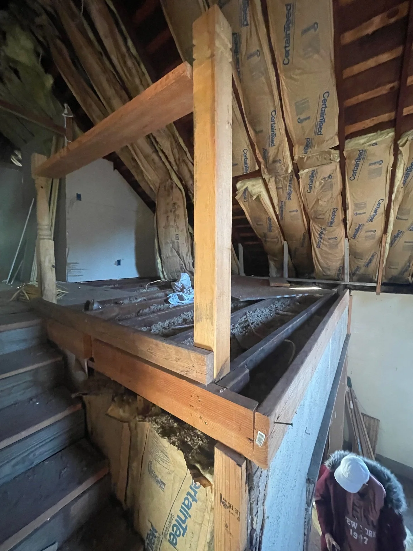 Attic — framing and insulation going in