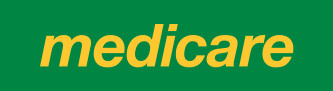 Medicare logo with yellow text on green background