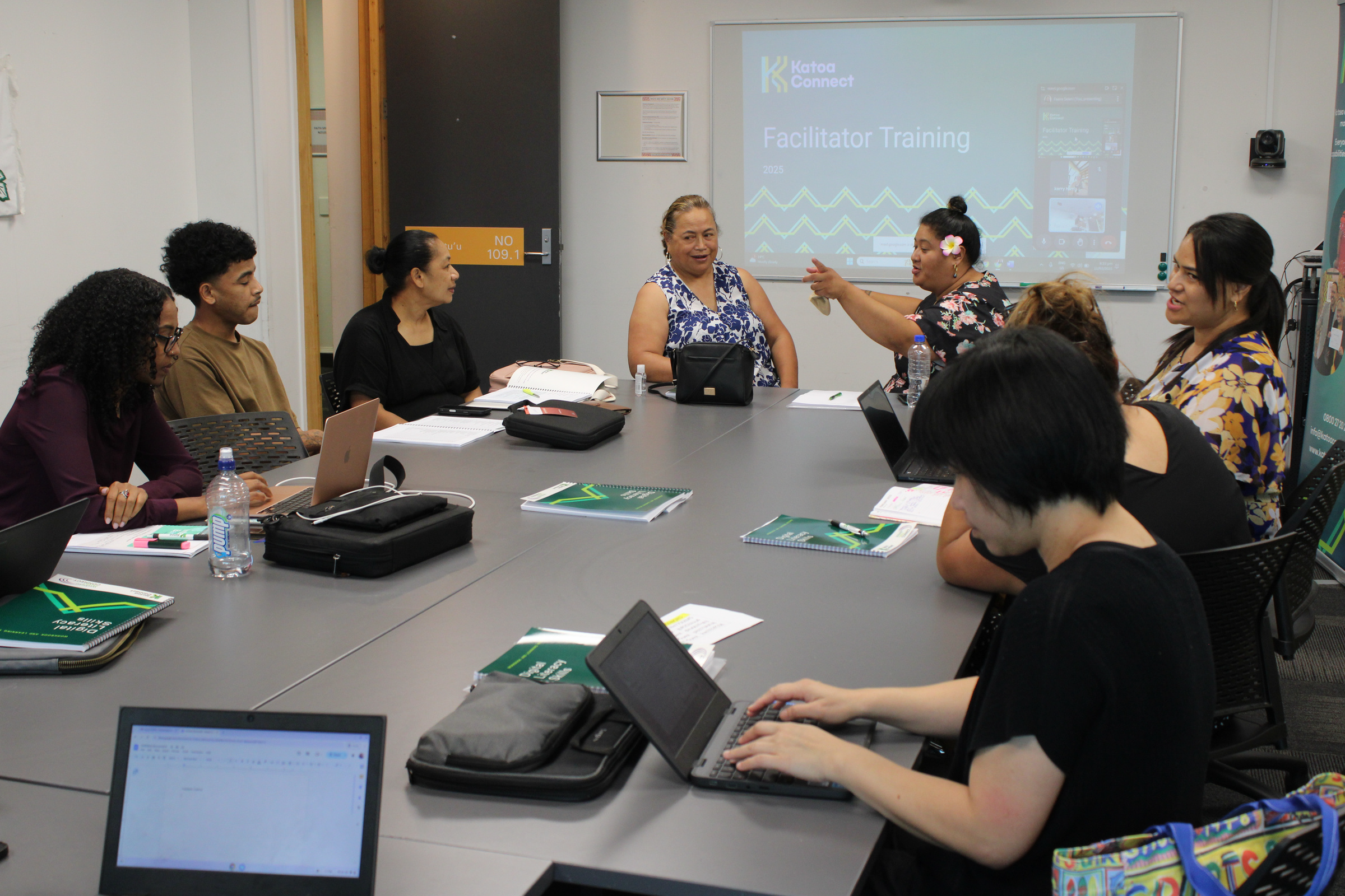 “The Katoa Connect team participating in facilitator training, working together to support digital inclusion, community connection, and lifelong learning across Aotearoa New Zealand.