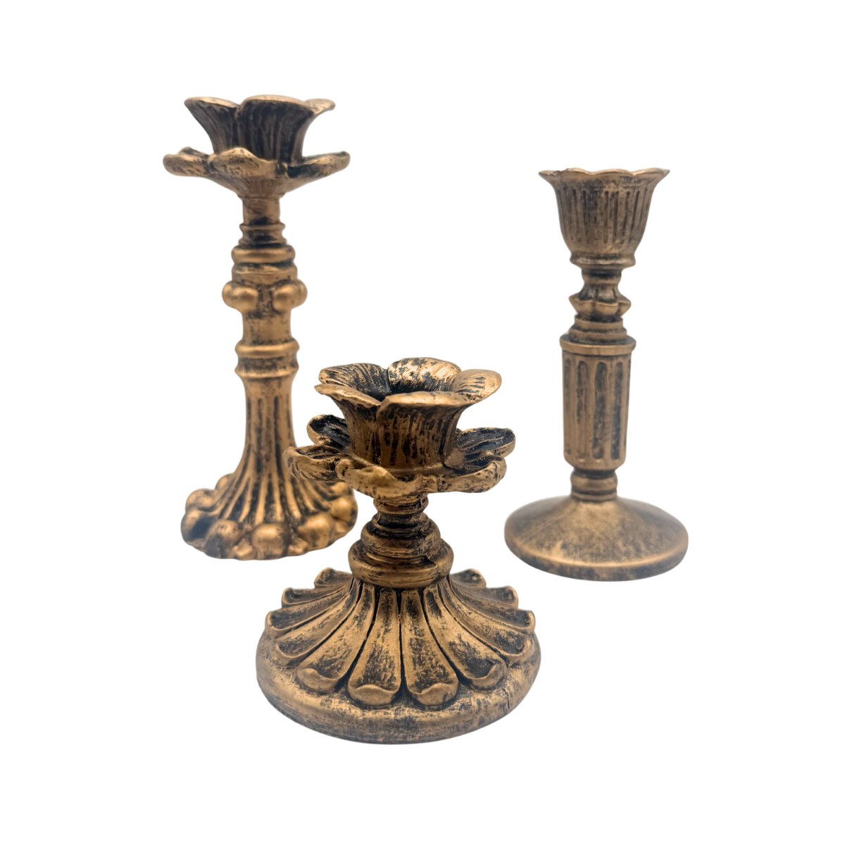 Baroque Gold Resin Candlestick Holders