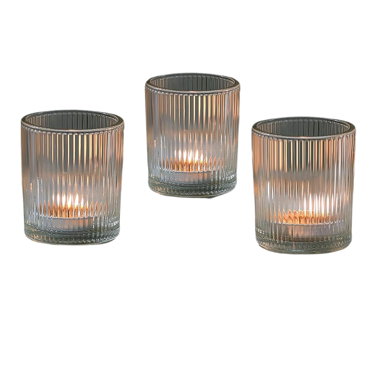 Clear Ribbed Votive Candle Holders