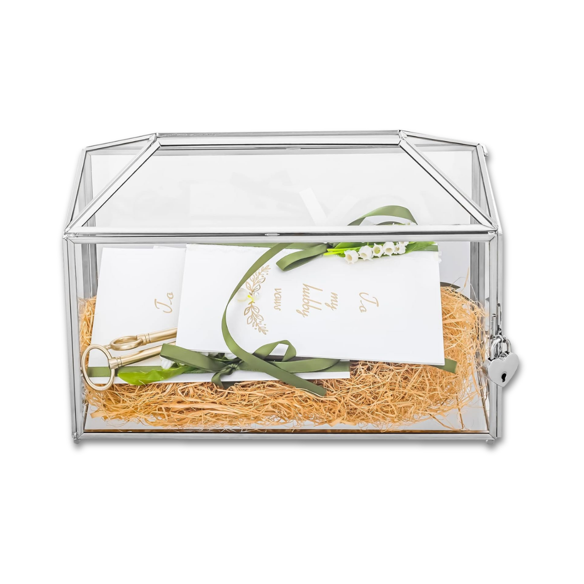 silver and glass cardbox