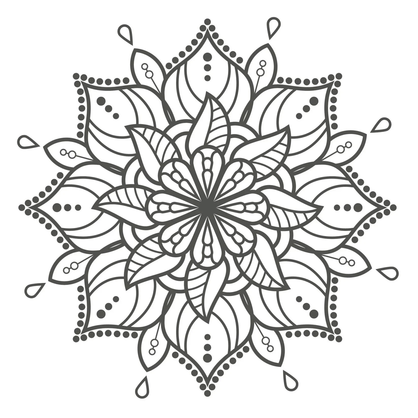 Geometric drawing of an outline square with sections divided by vertical, horizontal, and circle lines.