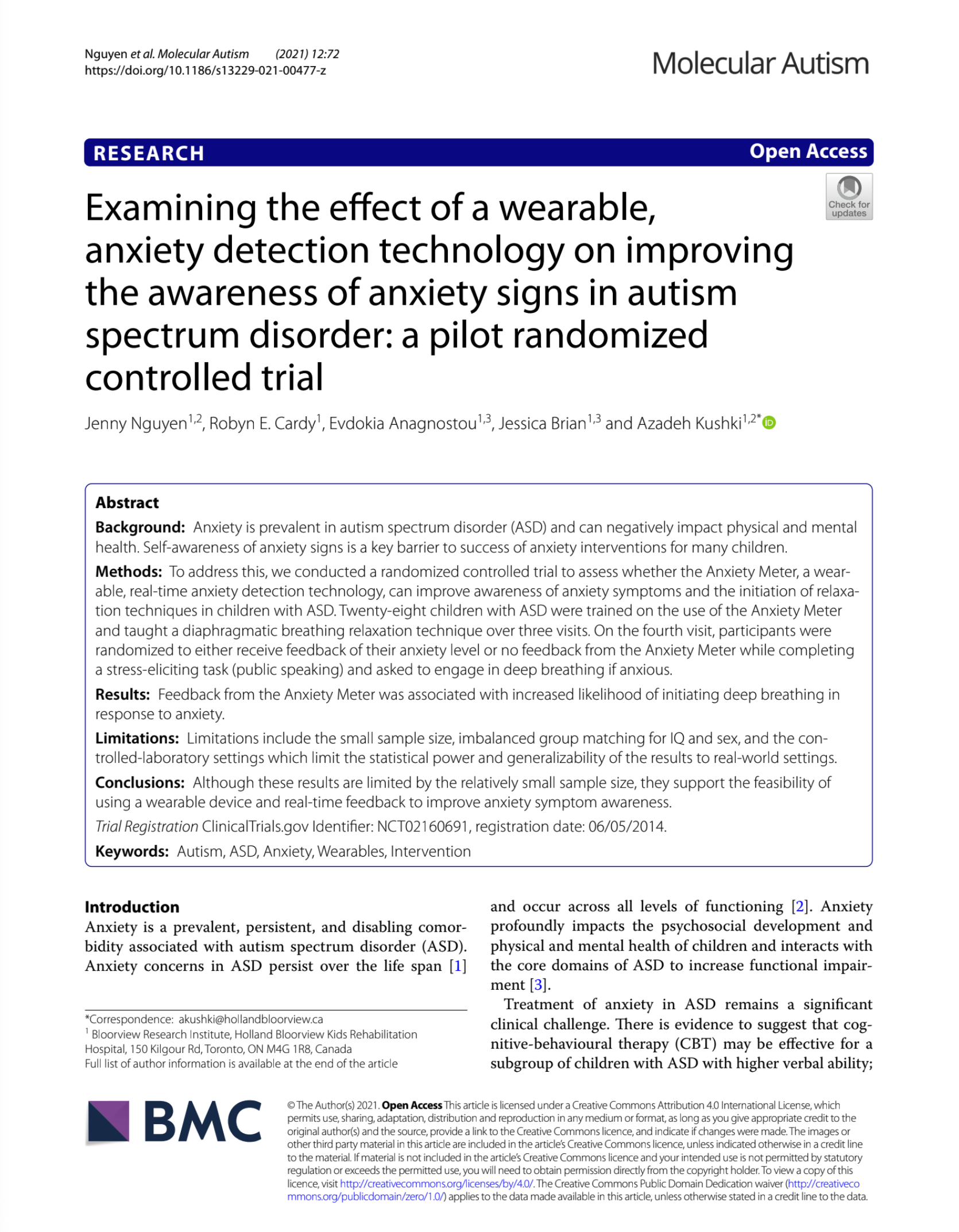 Can A Wearable Help Autistic Kids Notice Their Aniety?