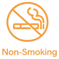 No smoking sign with cigarette inside a circle and line through it, and the text 'Non-Smoking' below.