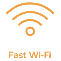 Wi-Fi signal icon with the text 'Fast Wi-Fi' below it.