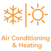 Icon of a snowflake and a sun symbol representing air conditioning and heating services.