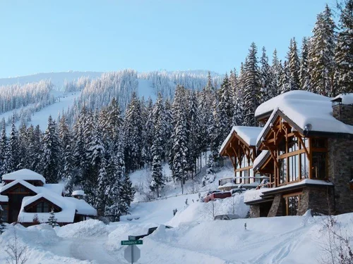 Snow-covered home during winter conditions