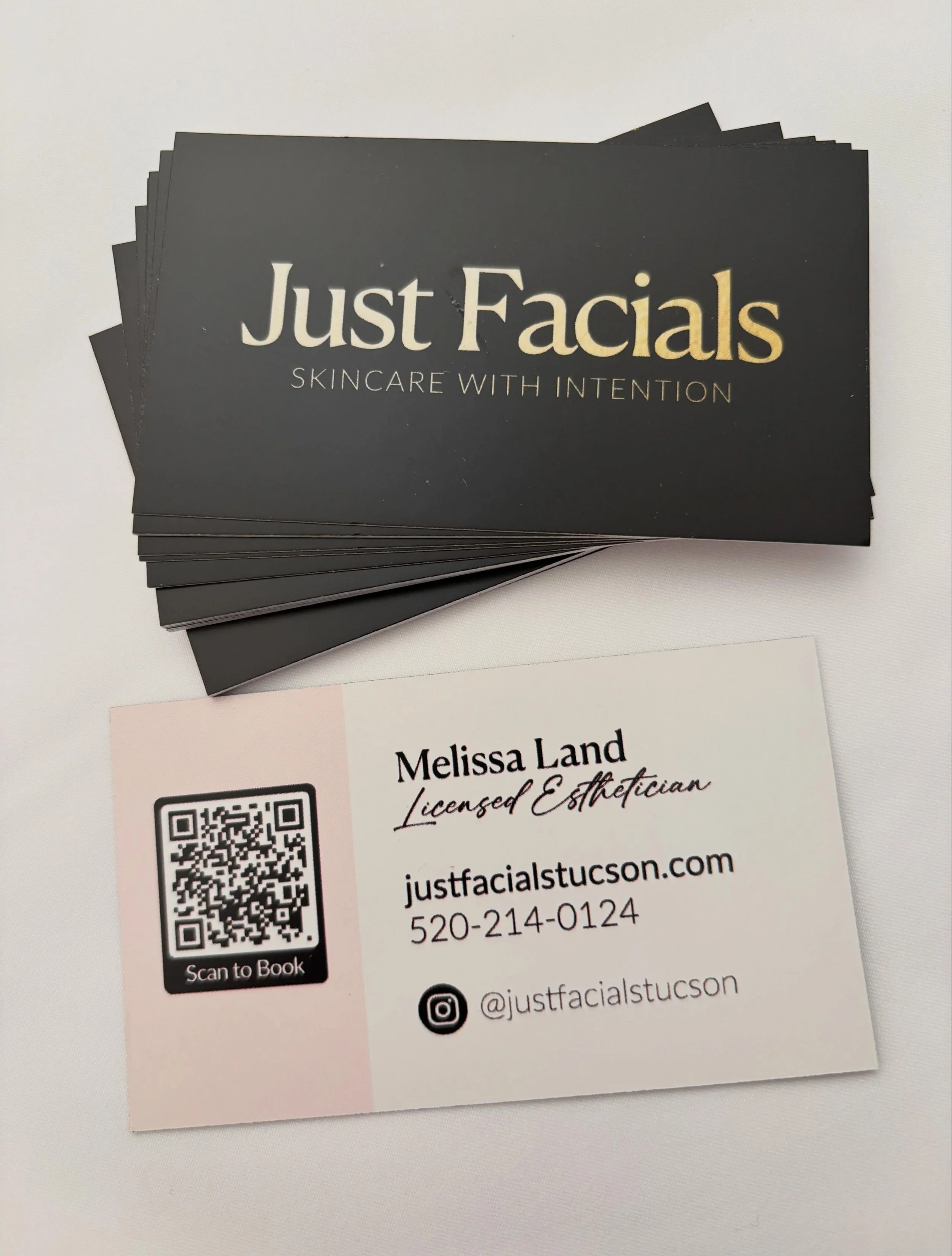 They finally arrived. 🤍

Holding these in my hands made everything feel a little more real.

Just Facials has lived in my head for a long time. Seeing the logo on a business card is one of those small moments that reminds me this dream is becoming s