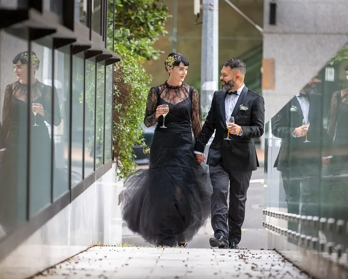Mel and Alan at their intimate Auckland city wedding ceremony